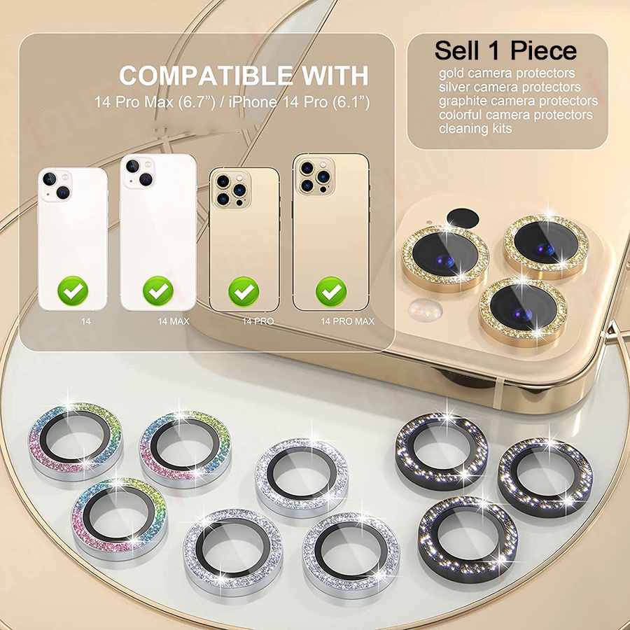 1 Sst Pelindung Lensa Kamera Bling Untuk compatible for Iphone 14 Pro Max 13 Pro Max/13 Pro/13 Mini/12 Pro Max / 12 / 12 Pro / 12 Mini 11 / 11 Pro Max / 11 Pro