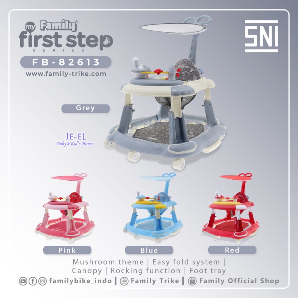 Family Baby Walker  First Step  FB-82613 Mushroom / Alat Belajar Jalan