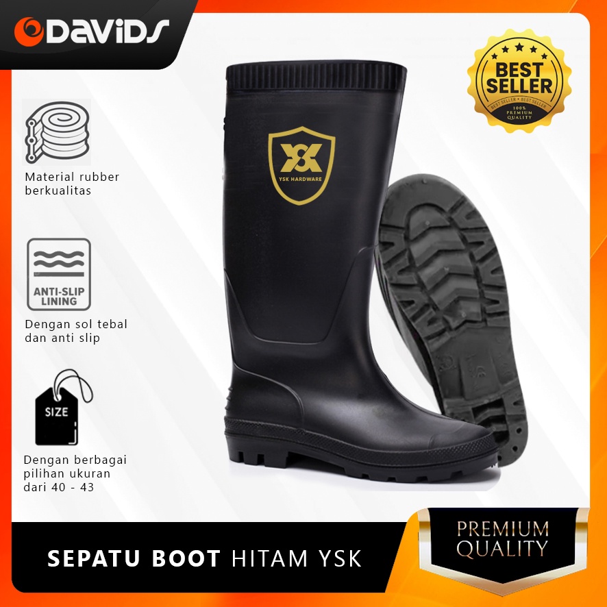 Sepatu Boots Karet Boot Hitam Pria Kerja Safety Proyek Bot Panjang Vpr