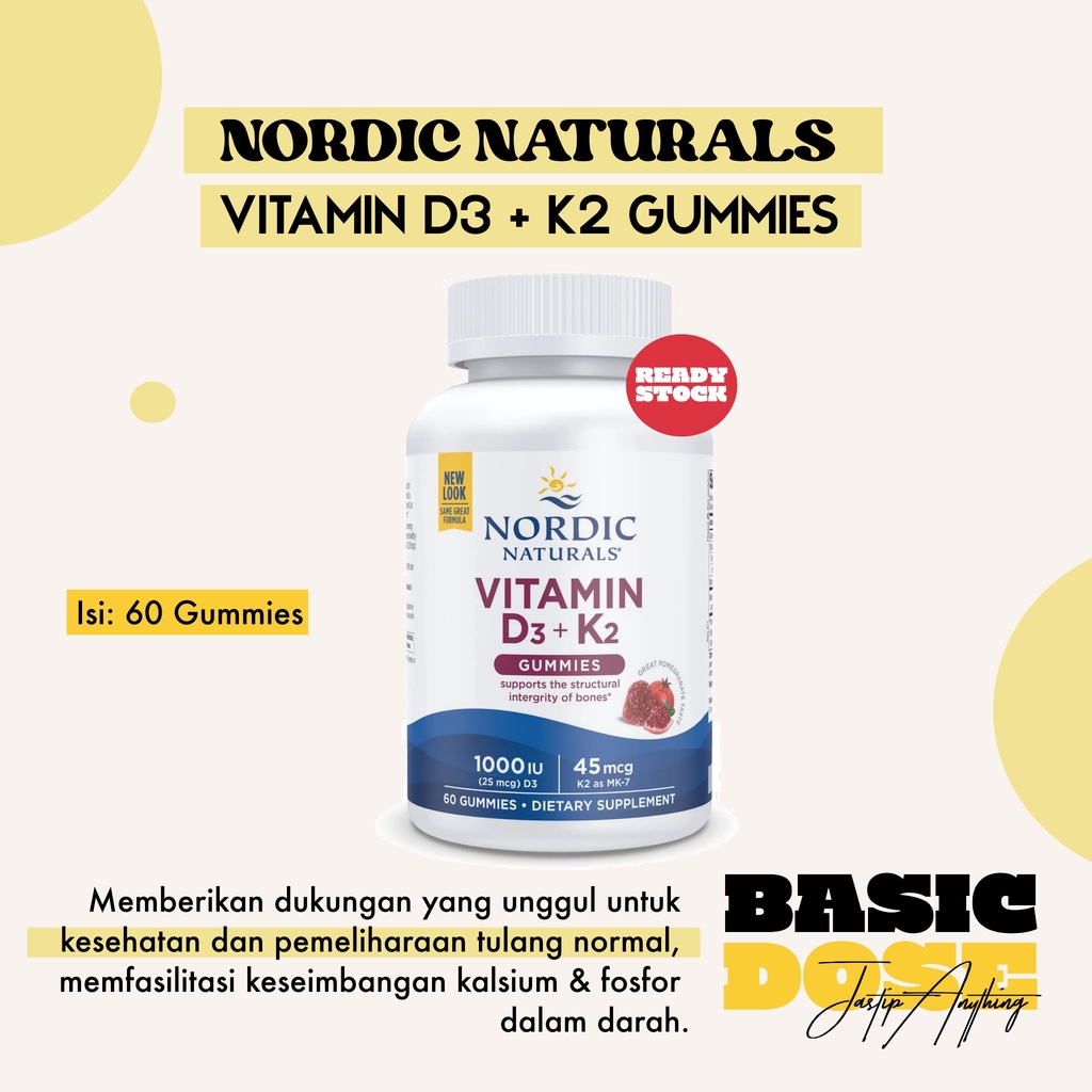 [READY] Nordic Naturals, Vitamin D3 + K2 Gummies, 60 gummies