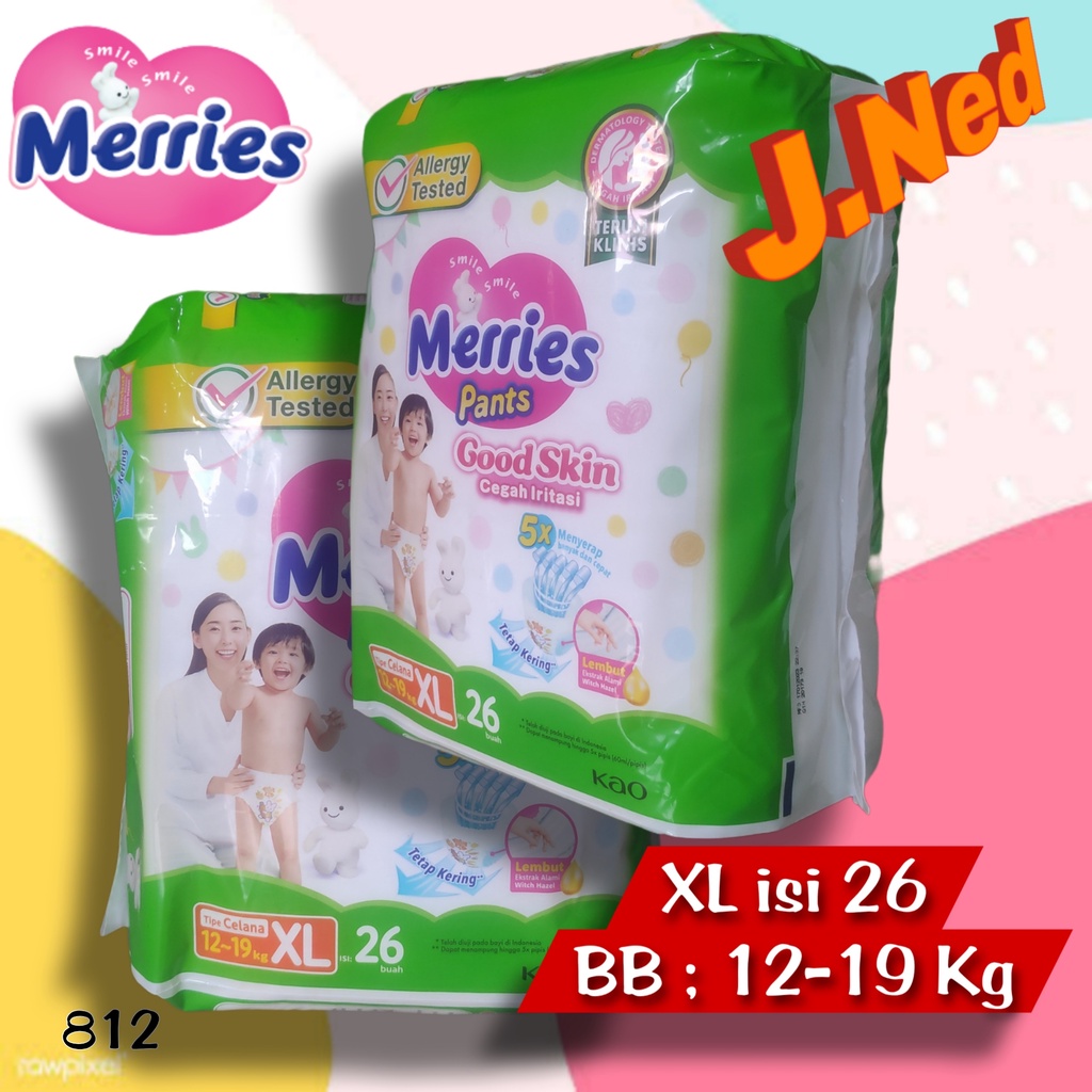 J812 ( XL 26 PCS ) POPOK BAYI MERRIES PANTS GOOD SKIN