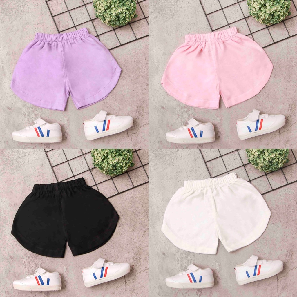 Jikialiang - CELANA PENDEK ANAK POLOS LAKI LAKI &amp; PEREMPUAN USIA 1-8 TAHUN BAHAN KATUN LINEN RAMI