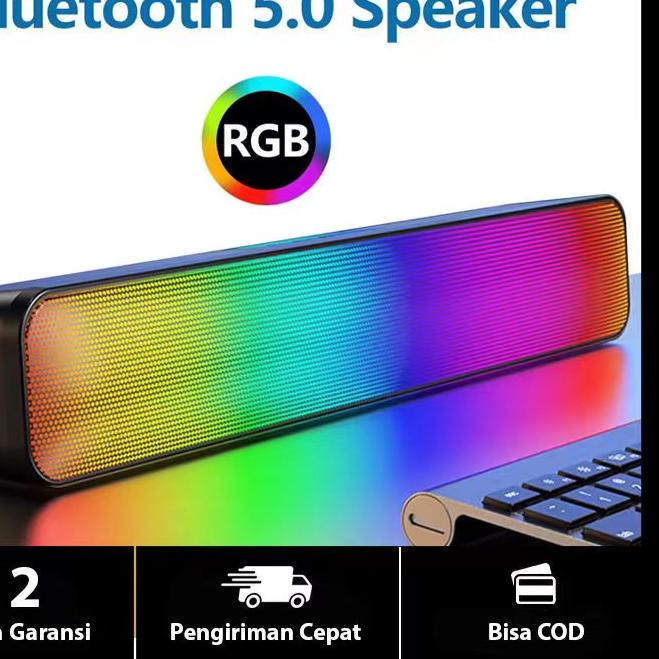 ✼ Jovitech Speaker Bluetooth Soundbar RGB 5 Colors LED Light Computer TV Phone TF Multifunction 5.0 