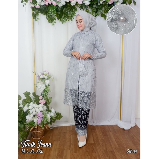 Permata Olshop / Kebaya Tunik Busui Ivana JN / Kebaya Tunik Tulle Bordir Busui Modern / Kebaya Kondangan / Kebaya Lamaran