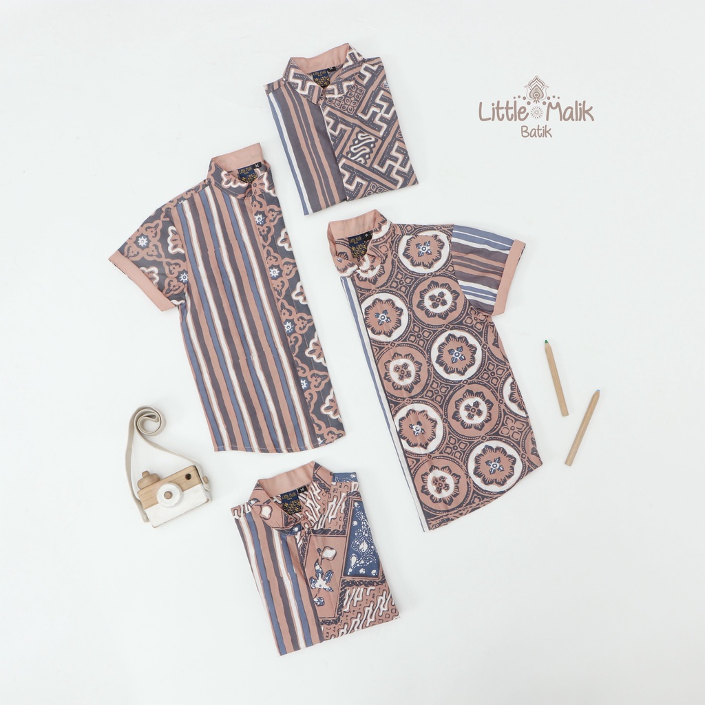 Kemeja Batik Anak Lengan Pendek By Little Malik Batik, Cap Solo