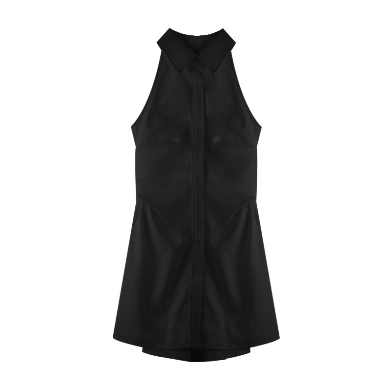 Red Keinginan murni angin rok pendek perempuan hot gadis menggantung gaun leher strapless kemeja rok musim panas pinggang kecil polo kerah rok