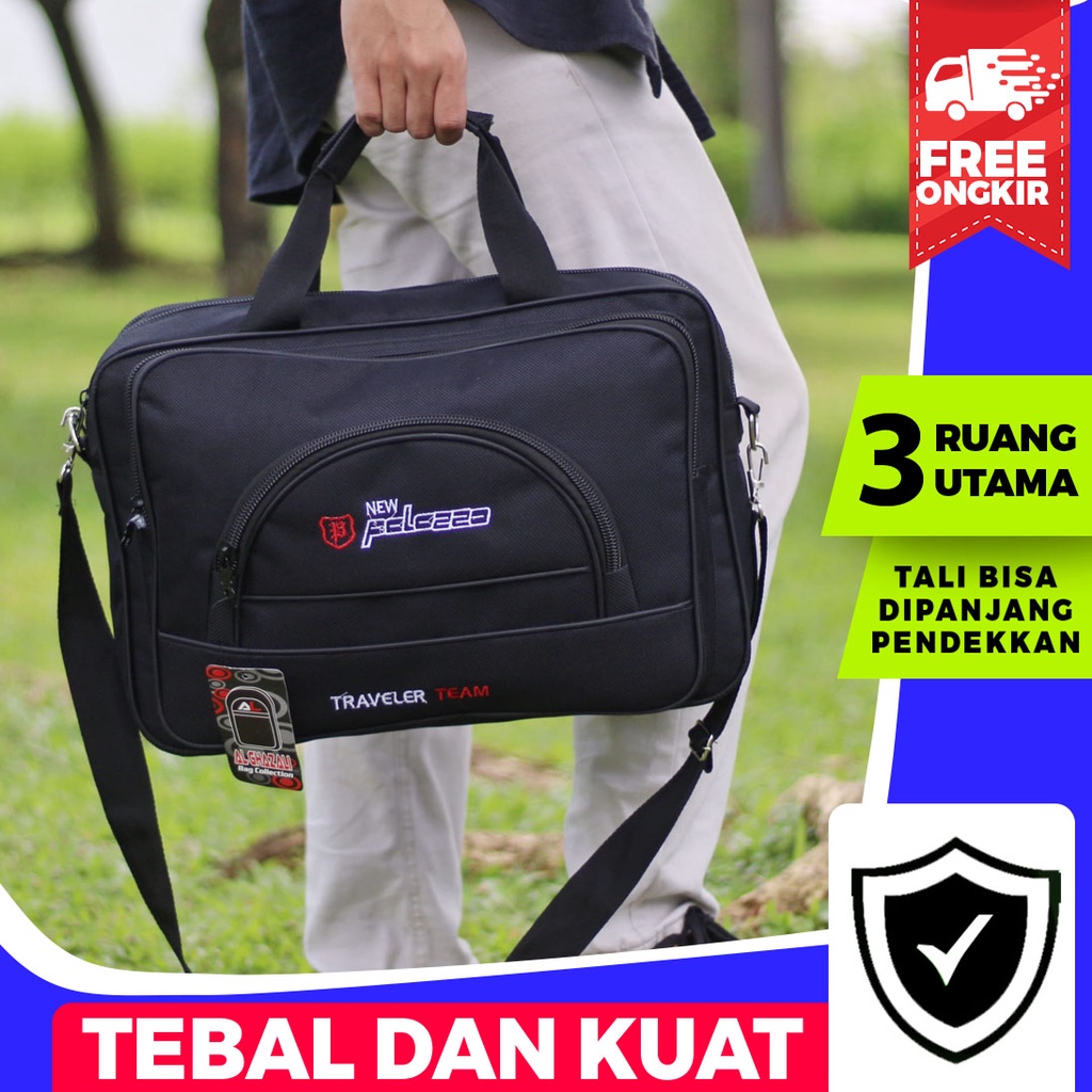 Tas Selempang Jinjing Laptop Kuliah Tebal COD Termurah New Fallazo Tas Keren Pria Hitam Multifungsi Laptop Murah Kuliah Kantor Selempang Besat Awet