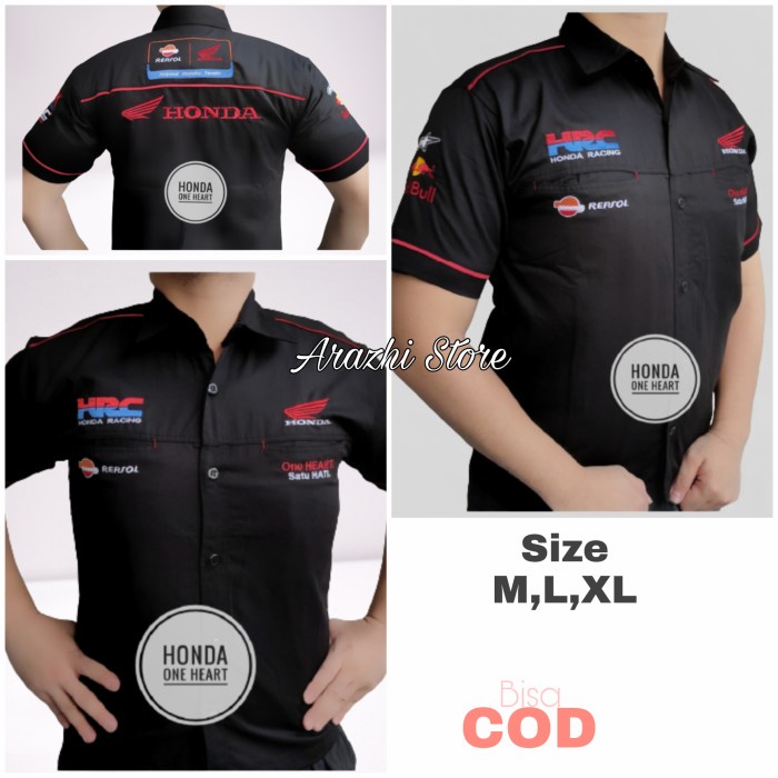 Terlaris Seragam Komunitas Honda Hrc Repsol Kemeja Otomotif Baju Bordir Hitam