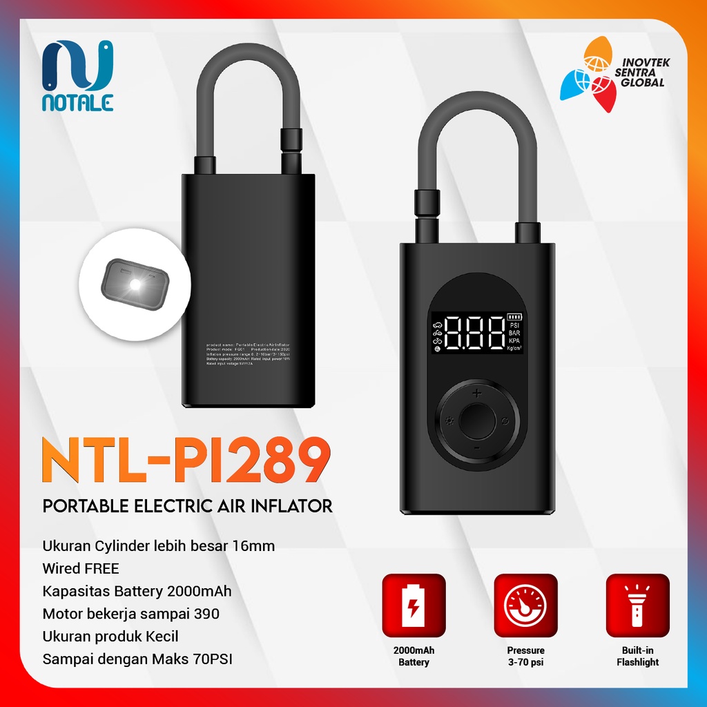 Notale NTL-PI289 Electric Air Pump - Pompa Ban Sepeda Motor Mobil
