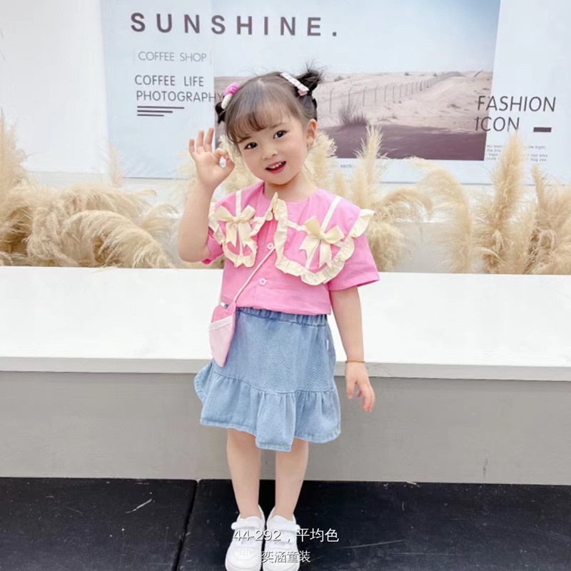 Setelan  Baju  Anak Perempuan / Baju Stripe Anak Perempuan Import / Setelan Baju Tangan Pendek Anak Cewek