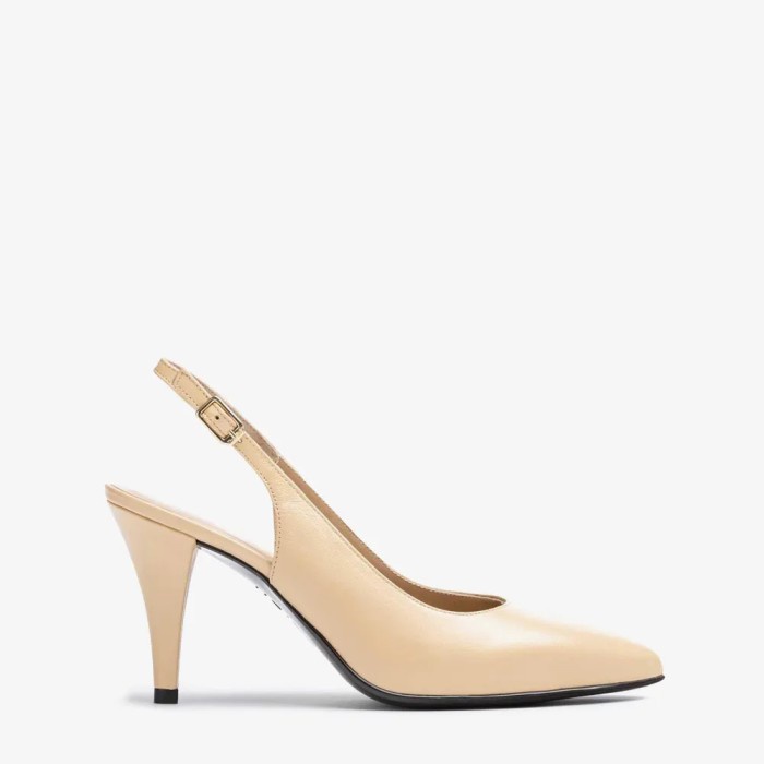 UNISA TEMI WOMEN'S SLINGBACK LEATHER PUMPS Sepatu Heels - Natural - 40