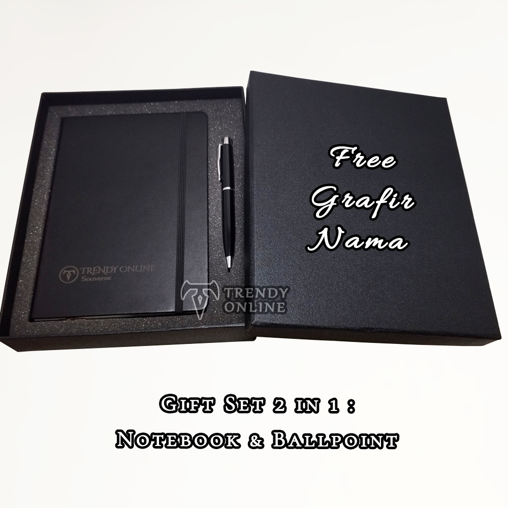 

Ready Gift set Souvenir Notebook, Ballpoint, Promosi, Hadiah, Pulpen Giftset Exclusif dan NotebookA5