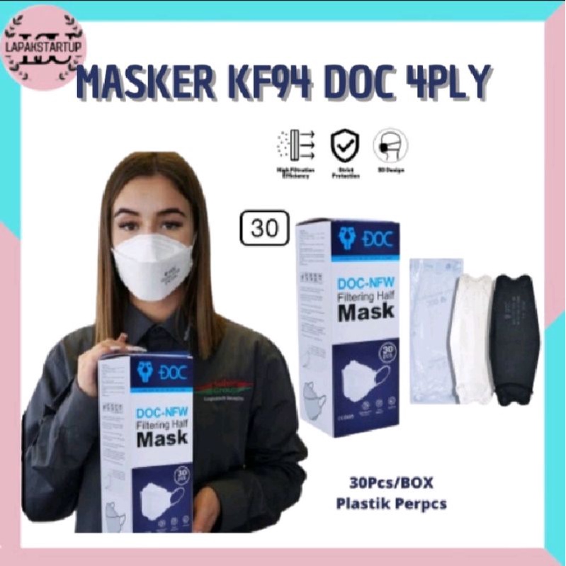 Masker Kf94 DOC Premium 4Ply Singel Pack 1 Box Isi 30pc