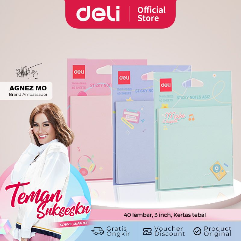 

Sticky Notes / Memo Tempel 40 Lembar Lucu EA612 DELI X AGNEZ MO