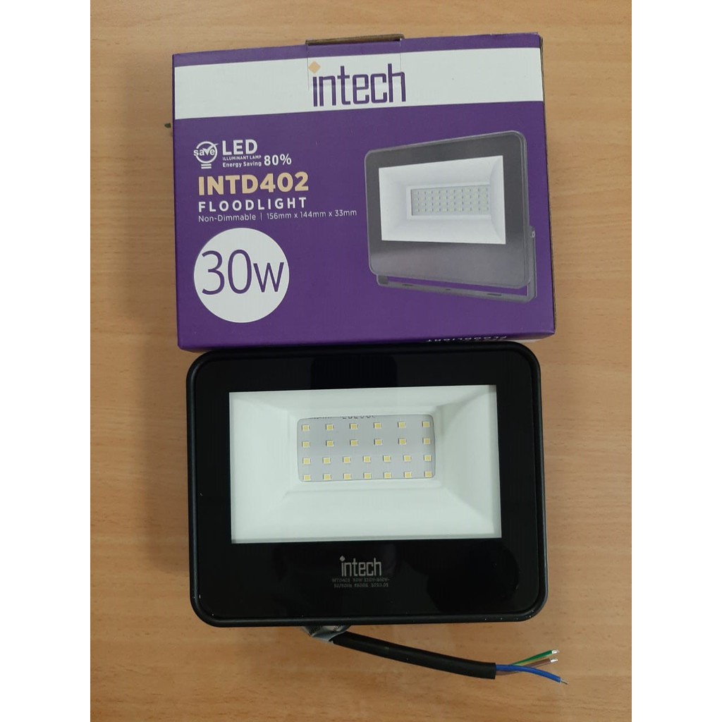 Intech LED Flood Light - Putih - Lampu Sorot Led Intech INTD402 Floodlight 10Watt / 20Watt / 30Watt / 50Watt / 100Watt - INTECH Lampu Sorot LED 10W/20W/30W/50W/100W tembak panggung outdoor | FMS