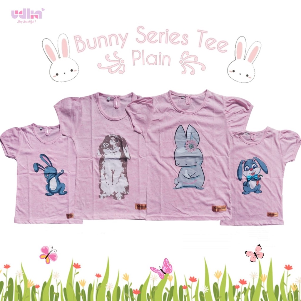 Udlia 3pcs Atasan Kaos Anak Perempuan Sablon Bunny Series Tee 2th-5th