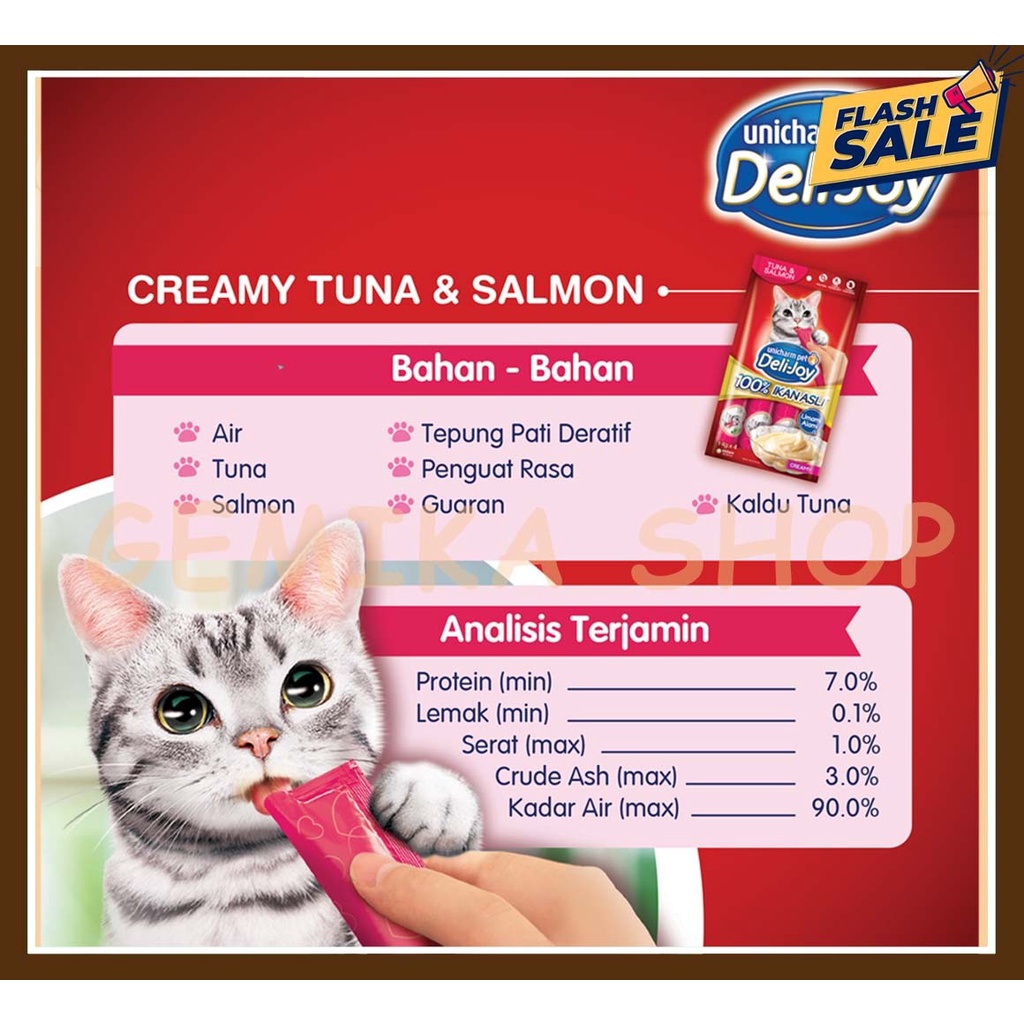 MAKANAN SNACK KUCING DELIJOY CREAMY PREMIUM ( 4 X 14 GR )