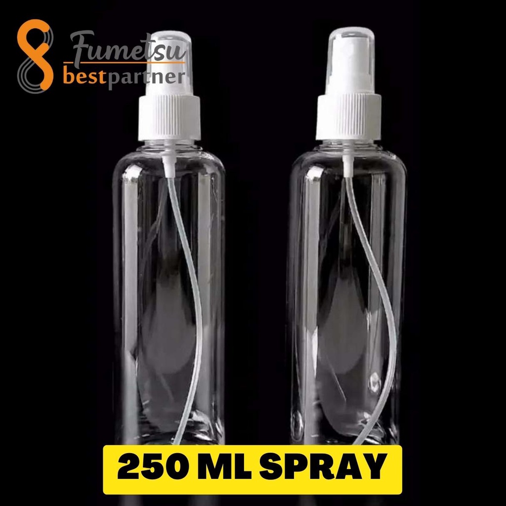 Botol Bening Spray PET Bening Kemasan 250ML Tutup Botol Spray