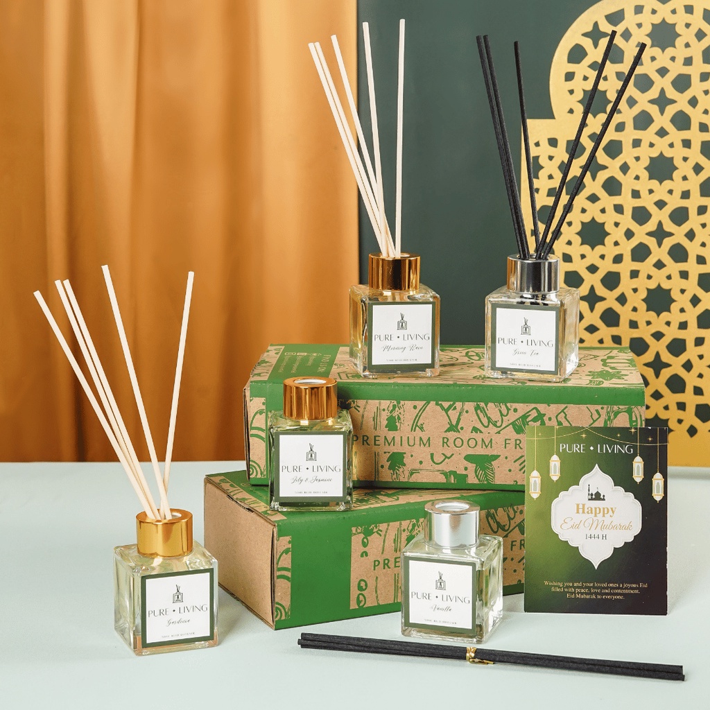 [TANPA PRE-ORDER/READY STOCK] EID Hampers Reed Diffuser Essential Oil 50ml | Hamper Fitri Lebaran 2023 | Kado Lebaran Ramadan | Fiber Stick Reed Diffuser | Pewangi Ruangan | Aromaterapi Diffuser | Kado Ramadhan 2023 | Room Fragrance Perfume