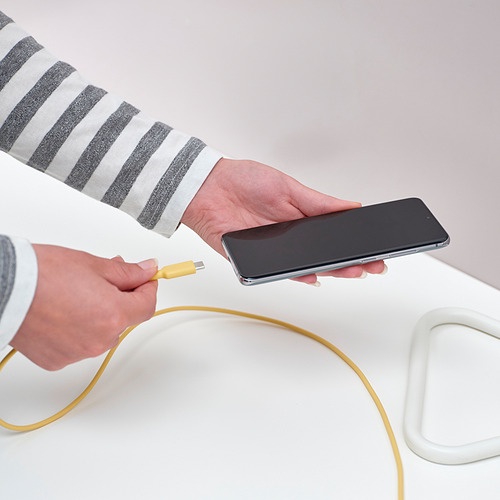 SITTBRUNN Usb-a ke usb-c, kuning muda, 1 m