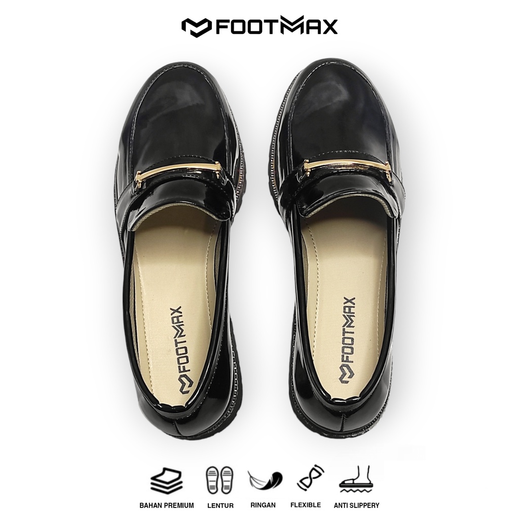 Sepatu Docmart Wanita Hitam Kilap Sepatu Kerja Wanita Casual Formal Sepatu Wanita Loafer Slip On Termurah