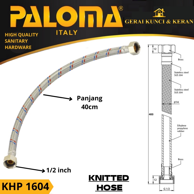 PALOMA KHP 1604 Selang Anyam Stainless Steel 40cm Flexible