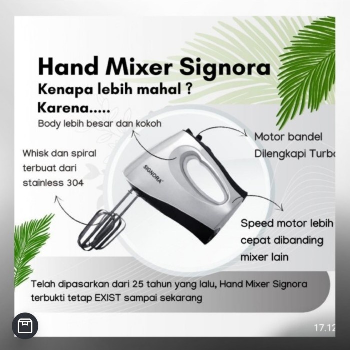 Terlaris Hand Mixer Signora Mixer Roti Donat Bakpao Kue