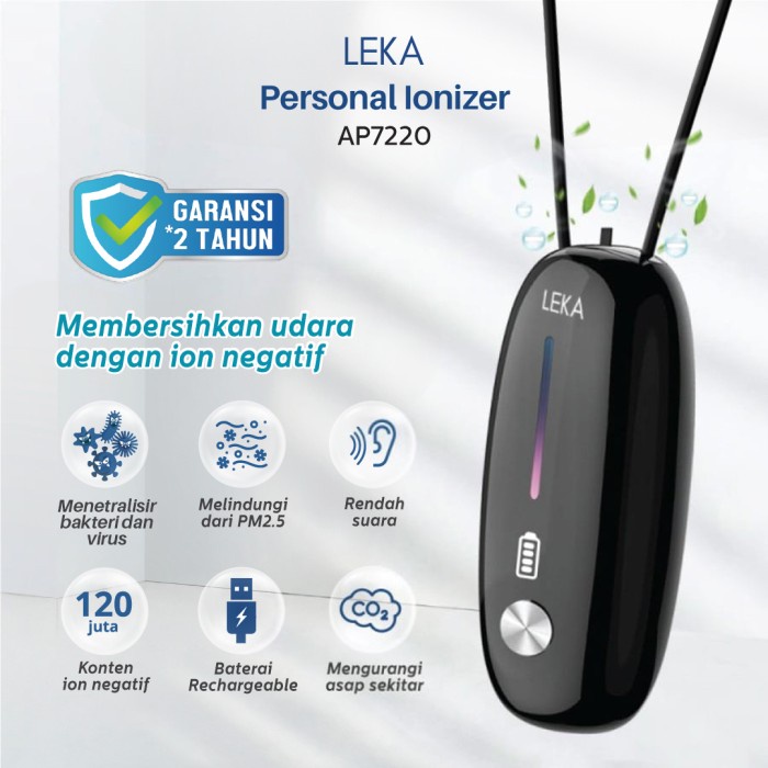 LEKA AP7220 Personal Ionizer - Portable Kalung Ion Negatif Purifier