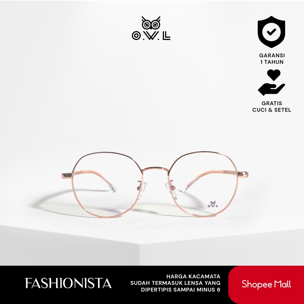 O.W.L Kacamata Frame Fashionista 20020 Pria/Wanita (Termasuk Lensa)