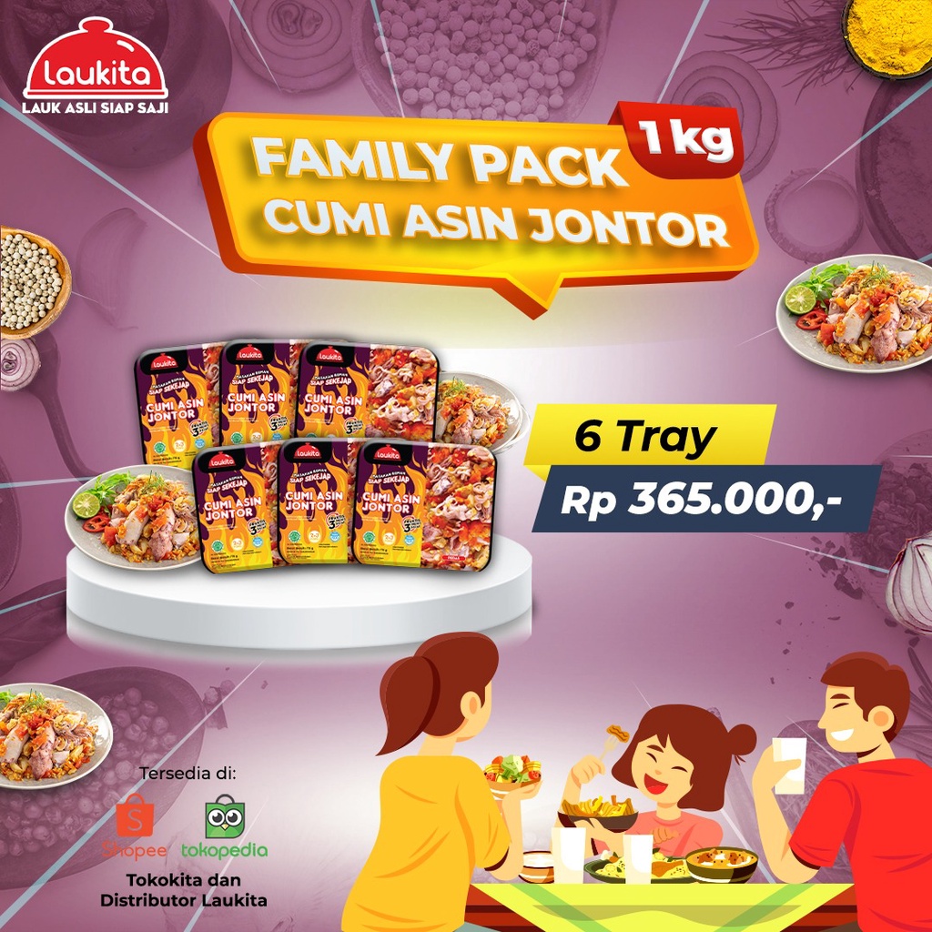 

Laukita Family Pack - Cumi Asin Jontor Pedas Frozen Food [6 Tray]