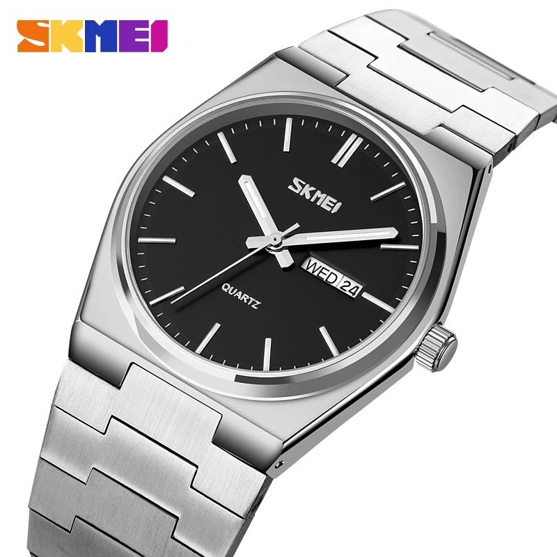 SKMEI 9288 Jam Tangan Pria Analog Chronograph Tali Stainless Steel WATCHKITE WKOS