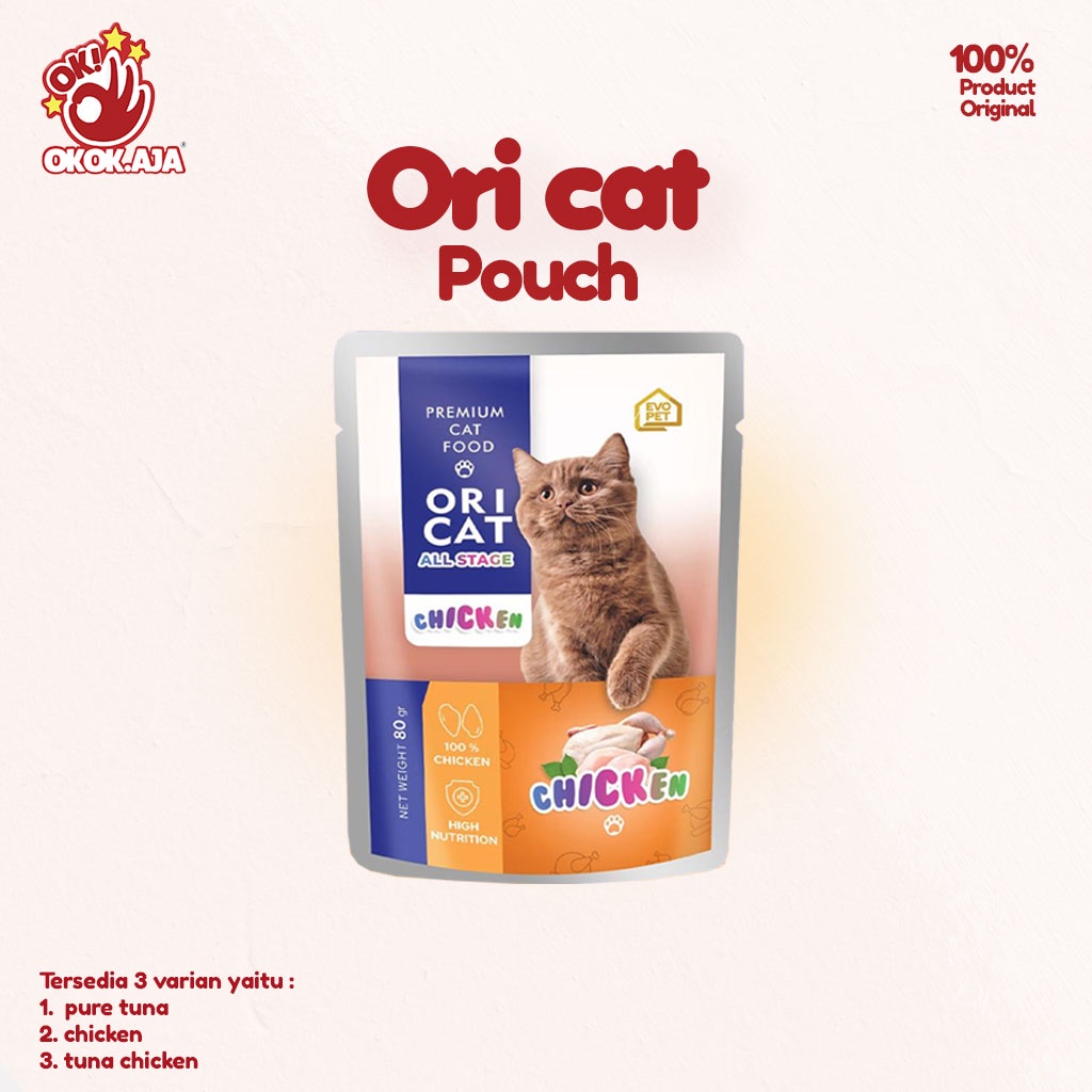 Makanan Kucing basah ORI CAT Pouch All stage 80g makanan kucing basah murah