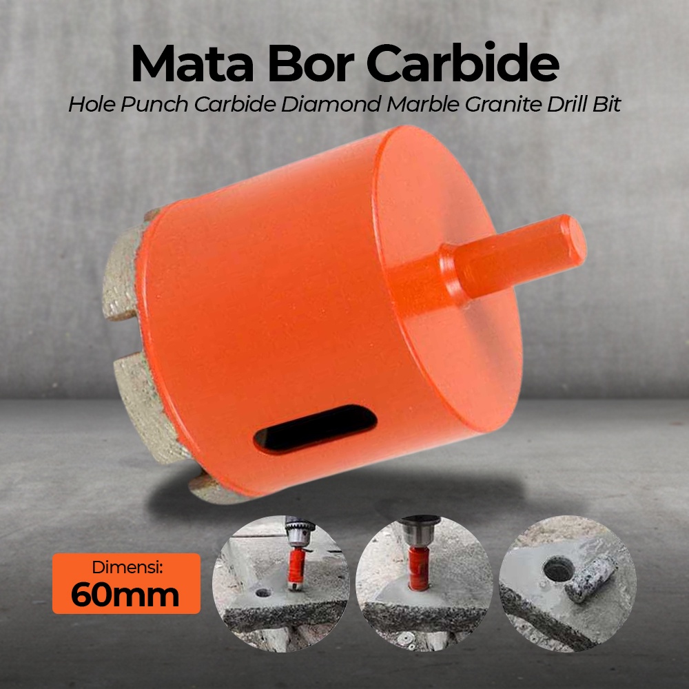 Mata Bor Hole Punch Carbide Diamond Marble Granite Drill Bit 60 mm - V12 - Orange