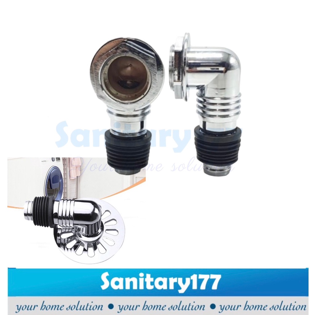 Kepala Sambungan selang mesin cuci ke saringan got silver hitam- kepala conector konektor adapter fitting acc spare part