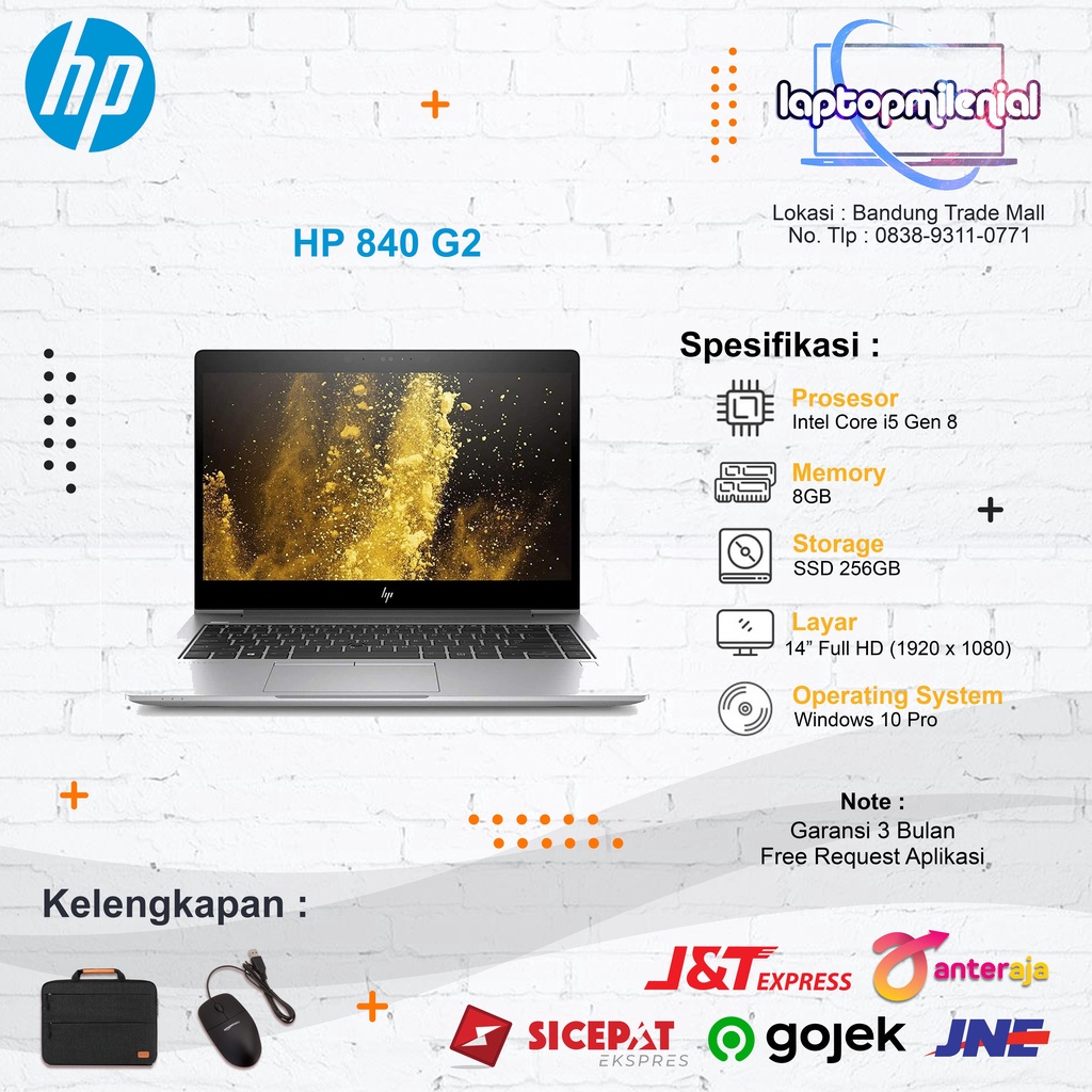 Hp 840 G5 i5 Gen 8 Ram 8GB SSD 256GB Win 10 Siap Pakai Bergaransi