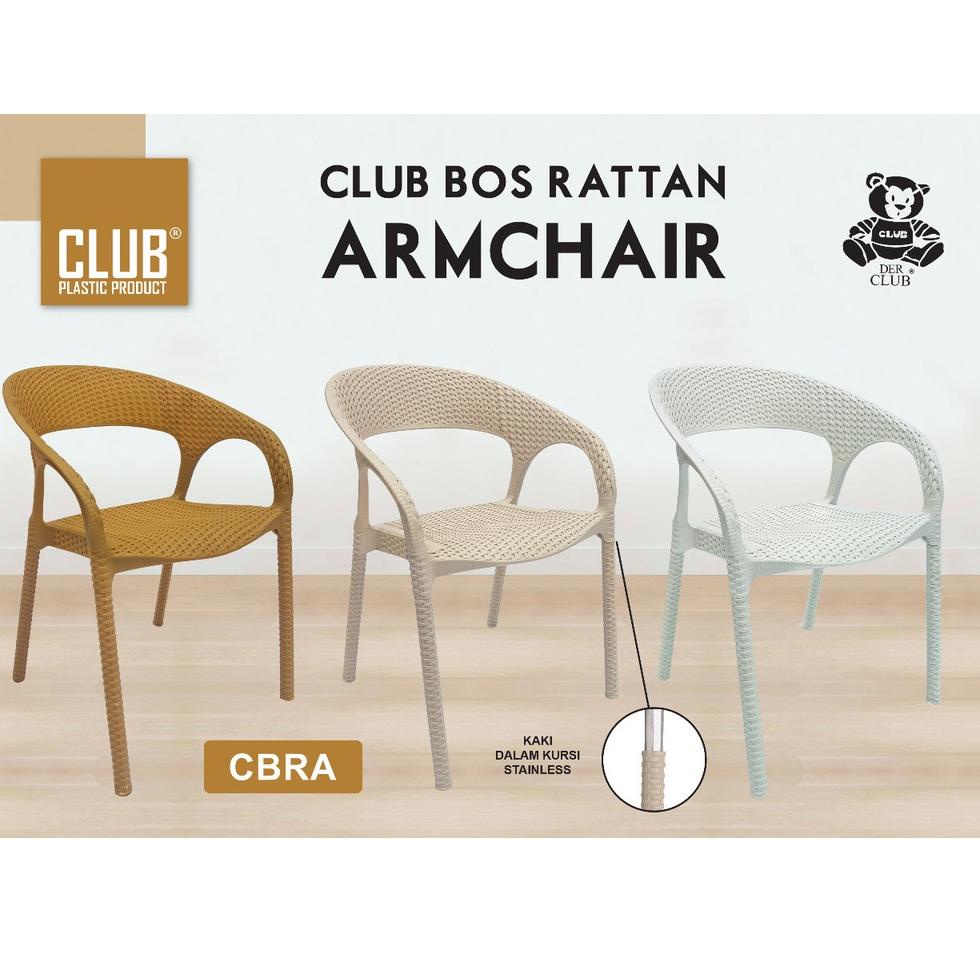 Free Ongkir/ CLUB KURSI TERAS ROTAN PLASTIK / KURSI CAFE / KURSI OUTDOOR / KURSI TAMAN / KURSI PUTIH