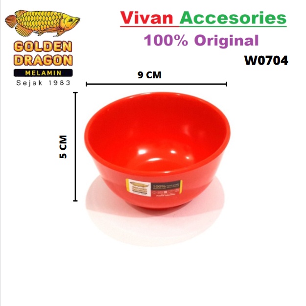 W0704 MANGKOK MELAMIN KECIL 3,5 INC MERAH GOLDEN DRAGON MANGKUK