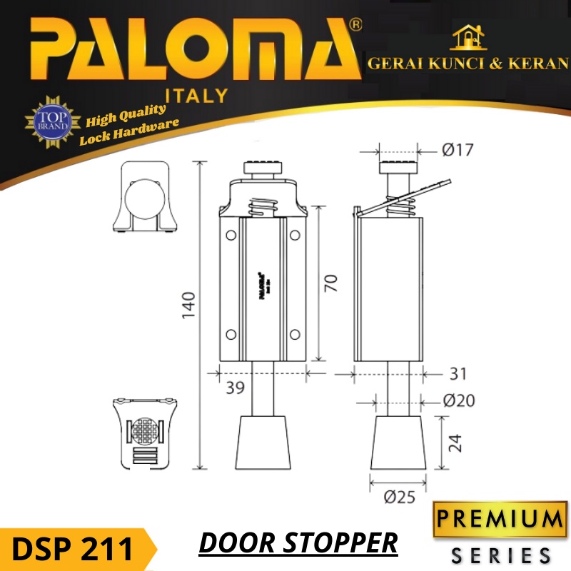 Penahan Pintu DOOR STOPPER INJAK PALOMA DSP 211 KARET