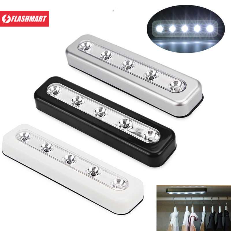 Flashmart Lampu Mini LED Multifungsi Push Touch Wall Light Lamp 5 LED Cool White - LE5