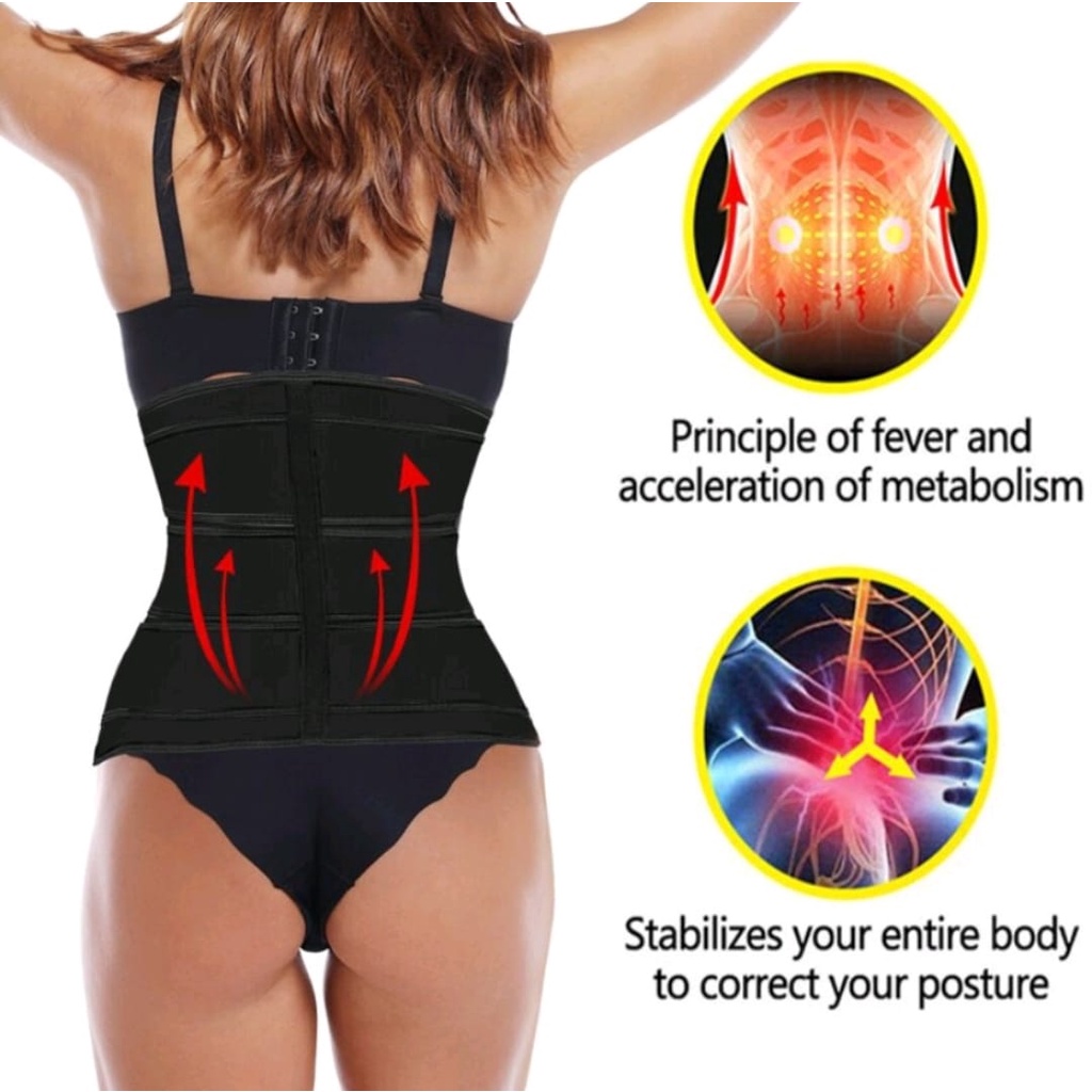 Waist Shaper Triple Strap Korset Stagen Melahirkan Korset Pelangsing 3 Belt