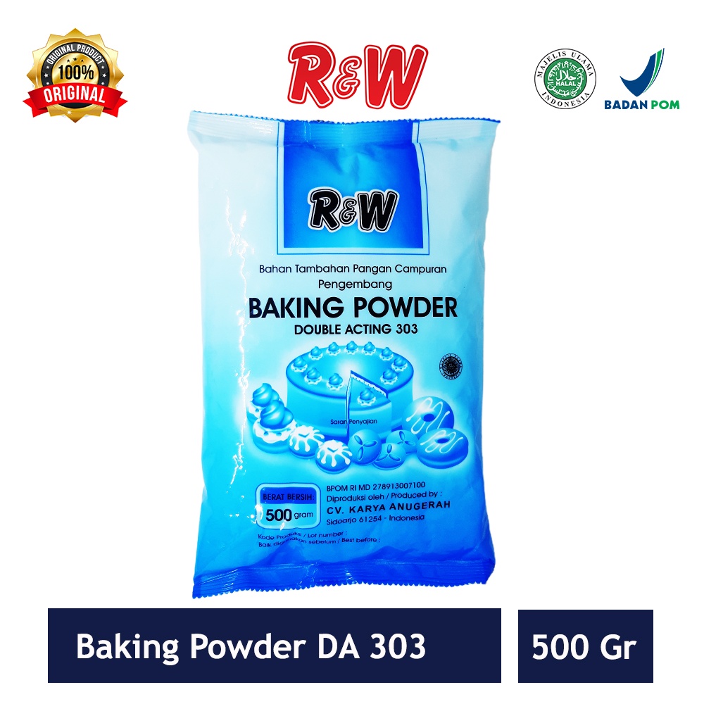 Baking Powder Double Acting DA 303 Pengembang Kue Rajawali R&amp;W RW 500 g Mengembang Medium