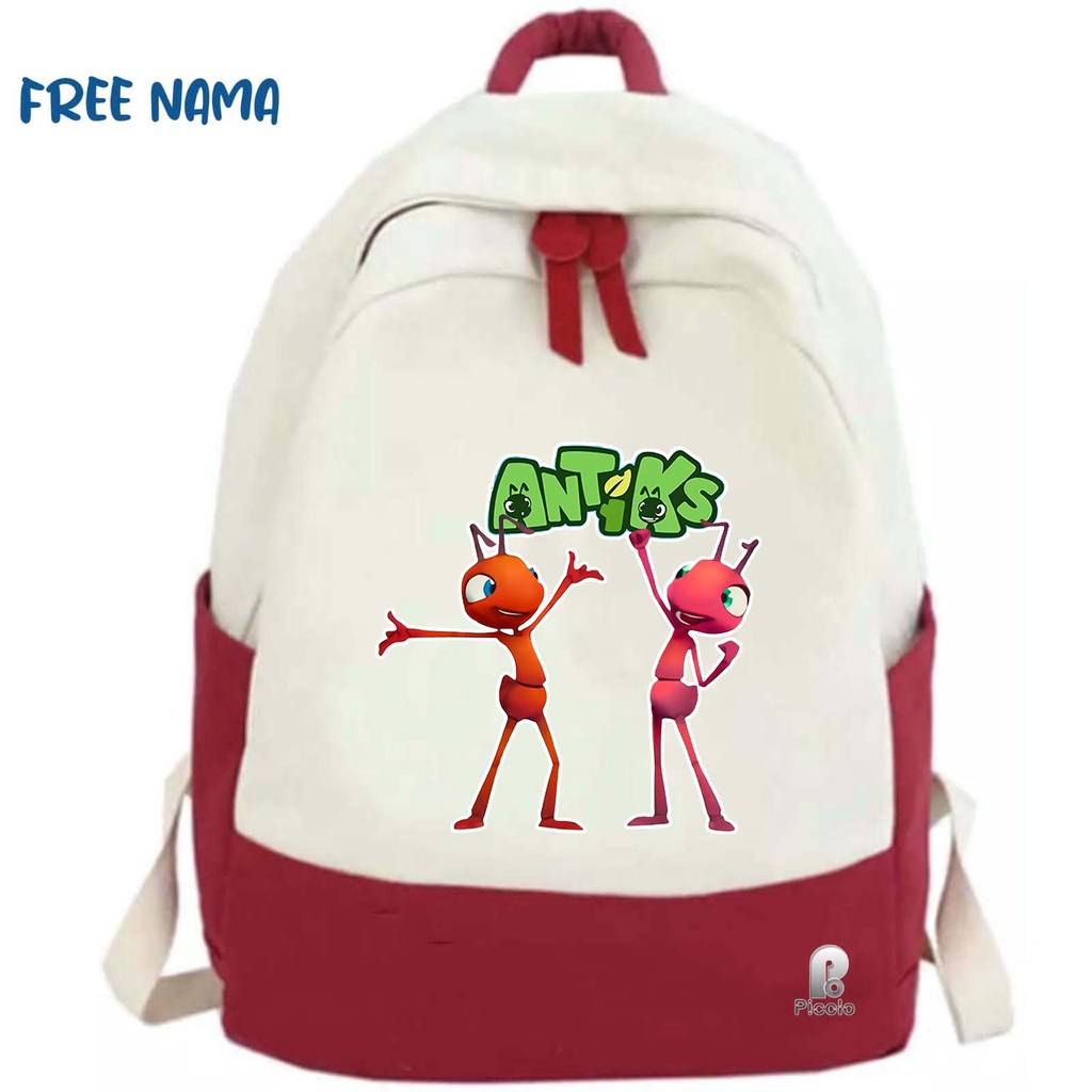 TAS RANSEL BACKPACK ANAK SEKOLAH MOTIF KARTUN ANTIKS UNISSEX (FREE NAMA)