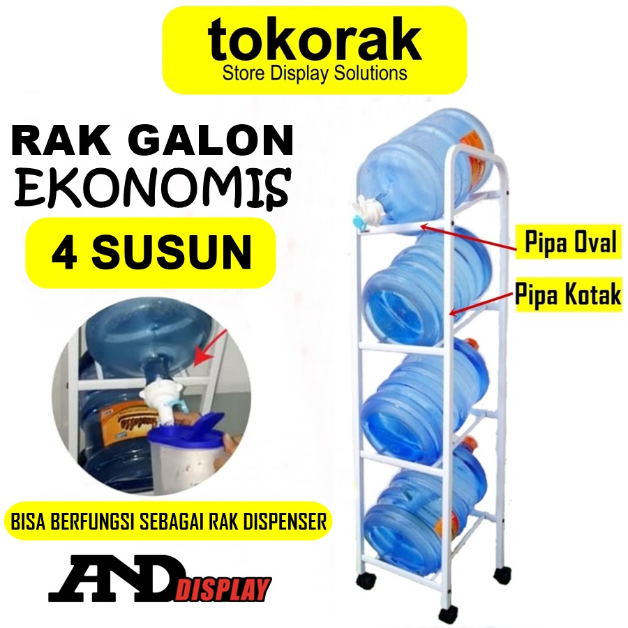 RAK DISPENSER 4 SUSUN PUTIH GALON EKONOMIS AIR MINUM ANDDISPLAY