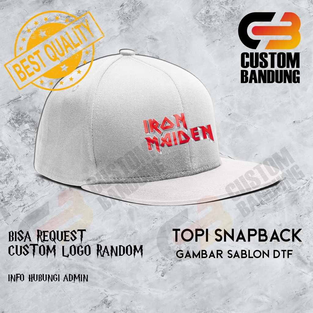 Topi Snapback  IRON MAIDEN Pria Wanita Topi Cap Bisa Tulis Nama Bisa COD Original High Premium Quality