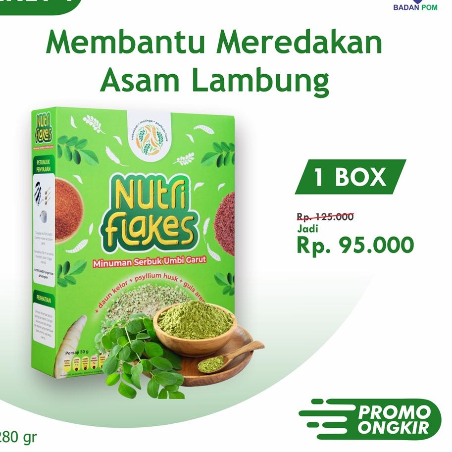 

➥ NUTRIFLAKES Sereal Umbi Garut Membantu Meredakan Asam Lambung Paket 1 Box ♩