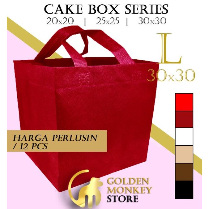 ___] Tas Spunbond Box Cake L 30cm - Tas Kain Kotak Kue Goodie Bag