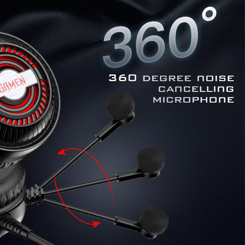Headphone Gaming GAMEN Earphone Headset GH2100 - 3.5mm Audio Jack Input LED RGB Lighting Effect Noise