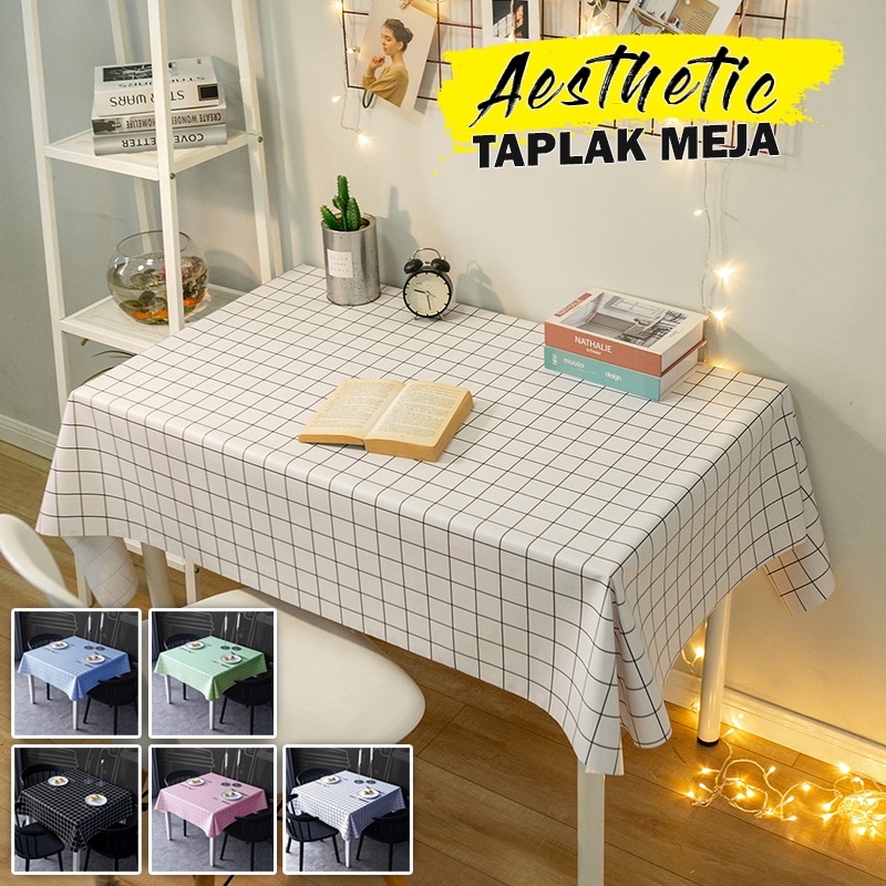 Lodoestar - Taplak Meja Makan Motif Kotak Ukuran 137cmx100cm Bahan PEVA - D15-3C