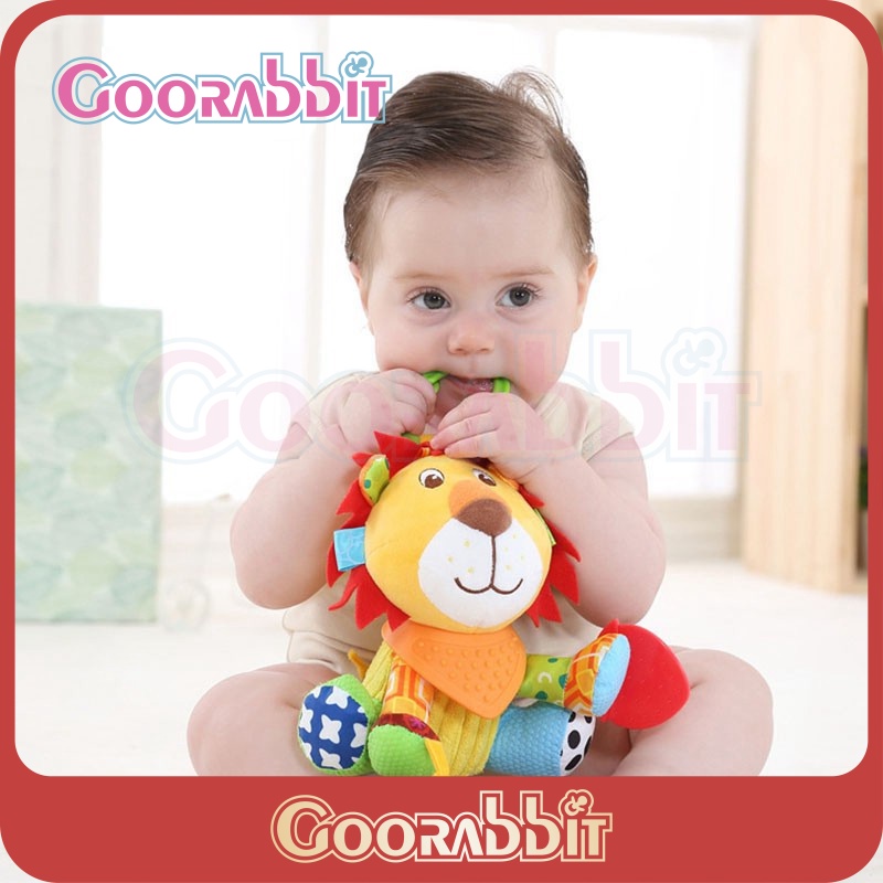 Mainan Boneka Rattle Teether Bentuk Hewan Bahan Plush Lembut Multifungsi Untuk Bayi