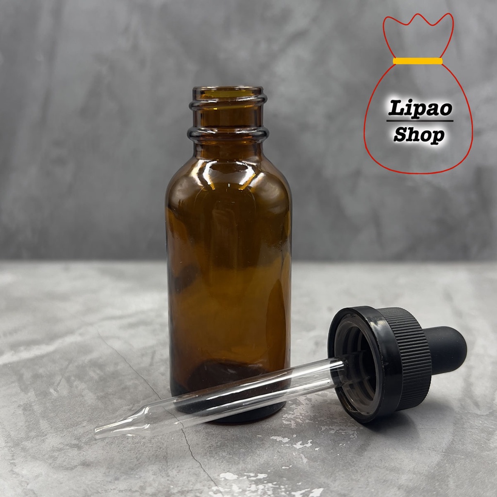 Botol Kaca Pipet 30ml Amber Childproof Tutup Hitam Kaca Tebal